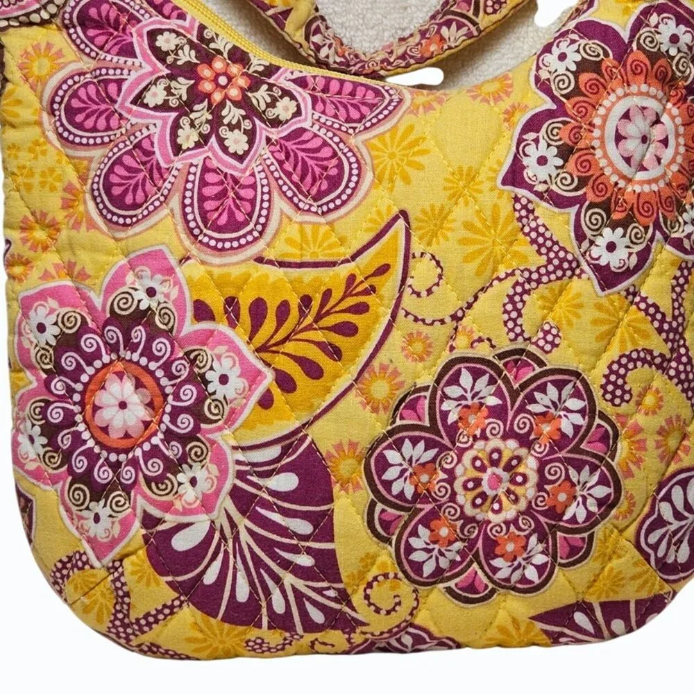 Vera Bradley Olivia Bali Gold 2009 Purse Floral Yellow Pink Retired - Picture 5 of 13